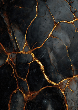 Black Marble with Gold Veins