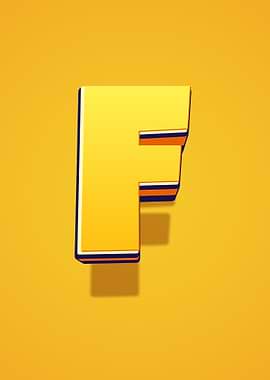 3D Yellow Letter F with Stripes