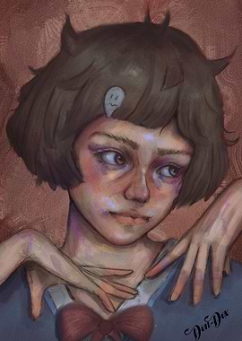 Anime-style Portrait with Ghost Hair Clip