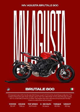 MV Agusta Brutale 800 Motorcycle Poster