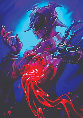 Warframe Warrior with Red Energy