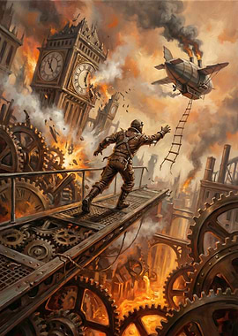 Steampunk Cityscape Disaster