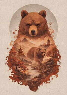 Bear Landscape with Pagodas