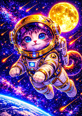 Astronaut Cat in Space