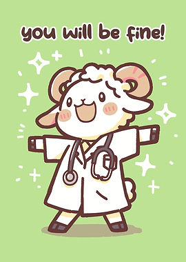 Cute doctor sheep with stethoscope