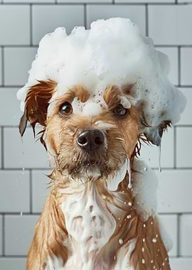 Dog with Soap on Head