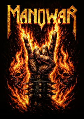 Manowar Heavy Metal Fire Skulls
