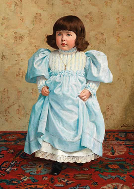 Portrait of a Young Girl in a Blue Dress