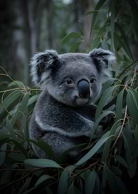 Koala in Eucalyptus Tree