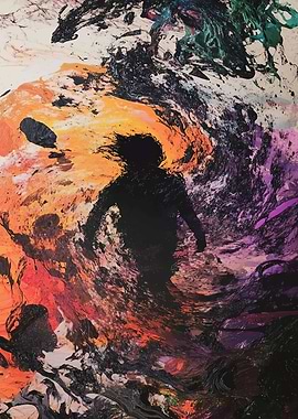 Abstract figure in swirling colors