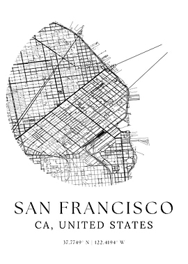 San Francisco City Maps Minimalist
