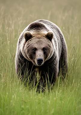 Grizzly Bear in Tall Grass