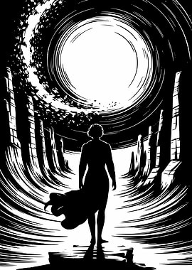 Silhouette of a person in a swirling vortex | Never Look Back