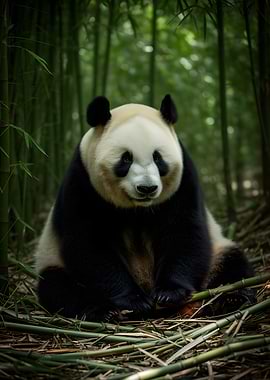 Panda in a Bamboo Forest