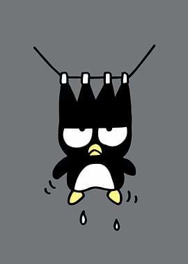 Badtz-Maru hanging upside down