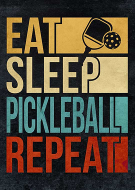 Vintage Pickleball Poster – “Eat, Sleep, Pickleball, Repeat” Retro Wall Art