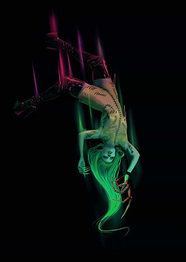 Gothic character with green hair and claws