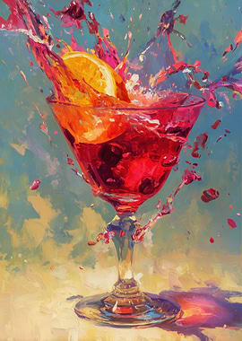 Cocktail Splash with Orange Slice