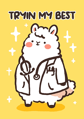 Cute Llama Doctor Trying Its Best