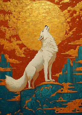 White Wolf Beneath the Golden Sun