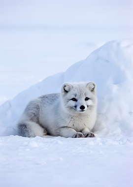 Arctic Fox in Snowy Landscape