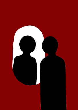 Two Silhouettes in a Mirror