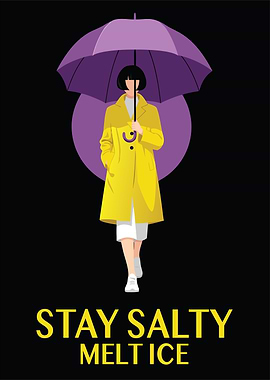 Woman with Umbrella and Text