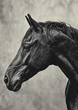 Black Horse Profile Portrait