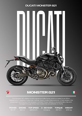 Ducati Monster 821 Motorcycle Poster