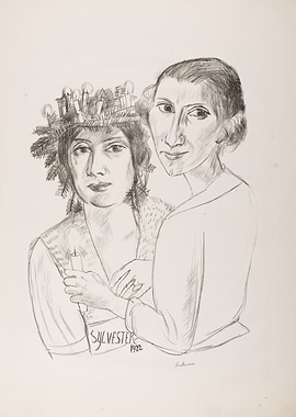 Two Women with Candle and Wreath