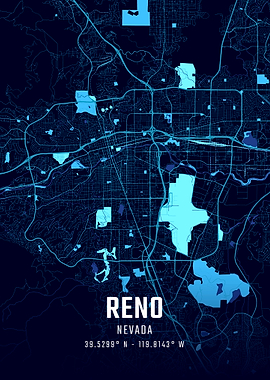 Reno Nevada Map Art