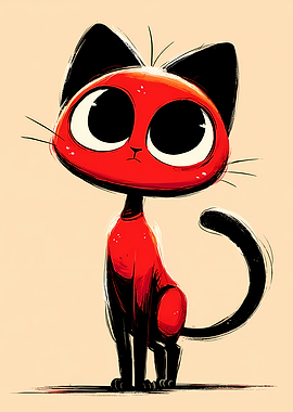 Cute Red Cartoon Cat
