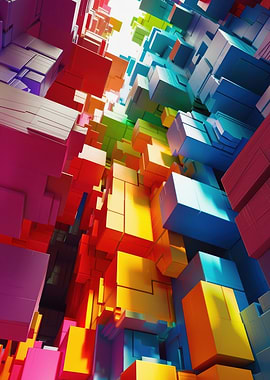 Geometric Rainbow - Colorful Cubes