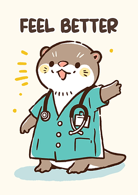 Cute Otter Doctor Feel Better Card
