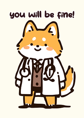 Cute Shiba Inu Doctor Saying You Will Be Fine