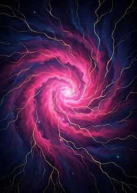 Cosmic Swirl Nebula with Golden Tendrils