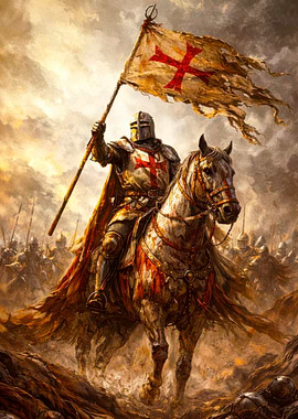 Knight on Horseback with Flag