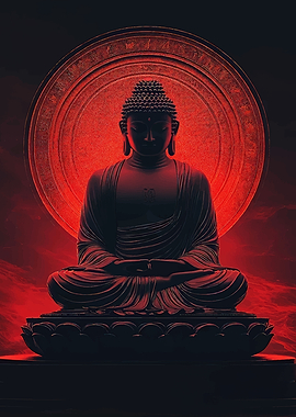 Buddha Statue with Red Aura