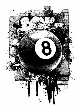 Graffiti 8 Ball on Brick Wall