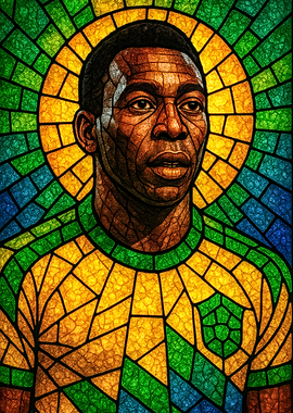 Stained Glass Portrait of Pele
