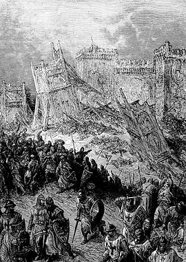 Repulse of the Crusaders at Jerusalem Gustave Dore Crusades Engraving