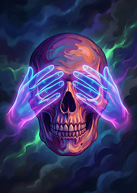 Skull with Hands Covering Eyes