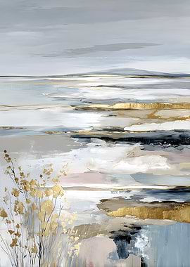 Abstract Landscape with Gold Accents