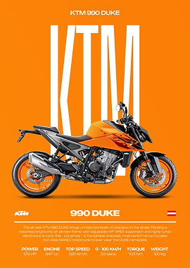 KTM 990 Duke Motorcycle Poster