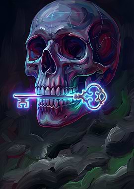 Skull with Neon Key