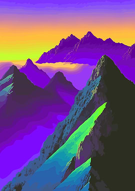 Vibrant Mountain Landscape at Sunset