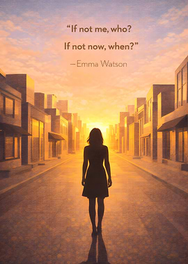 Woman in City at Sunset