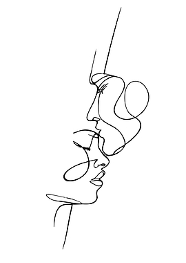 Minimalist Line Art of Embracing Couple