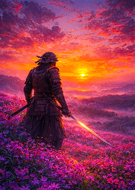Samurai Warrior at Sunset