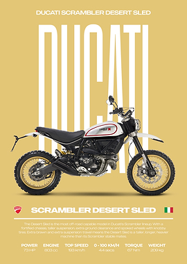Ducati Scrambler Desert Sled Motorcycle Poster